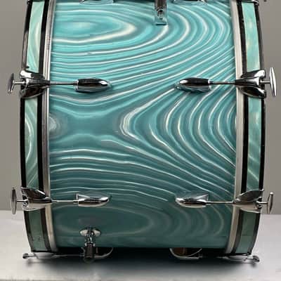 Gretsch 20/12/14/5.5x14" Progressive Jazz 60's Round Badge Drum Set - Aqua Satin Flame image 6