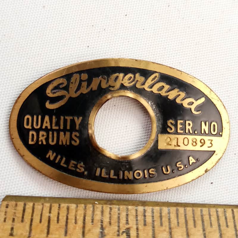 Slingerland Niles Black/Brass'69 Serial#210893 Badge Snare/Bass/Tom Drum Vintage image 1