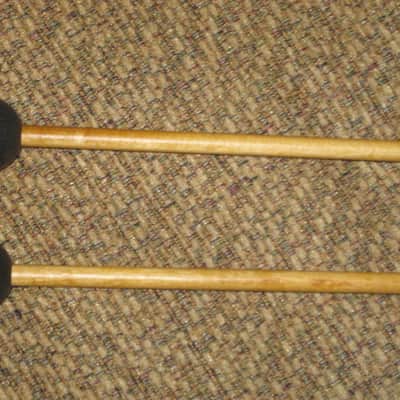 one pair of new old stock A+ Mike Balter MB10B (10B) Extra Hard Keyboard Mallets, 1 and 1/8" phenolic (plastic) round (gray color) HEADS and natural birch HANDLES - mid to late 1990s (+ packaging) Unwound Series image 10