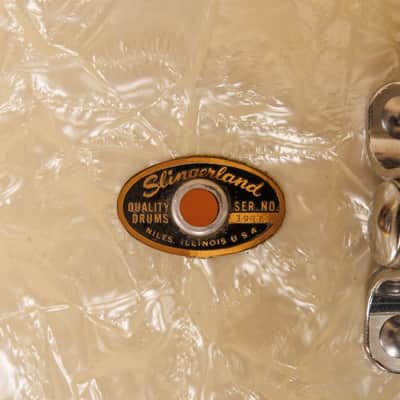 1965 Slingerland "Gene Krupa Deluxe" White Marine Pearl Drum Set image 5