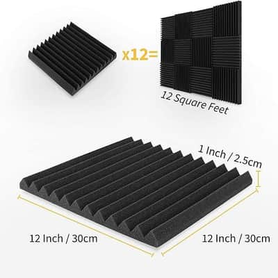 50 PACK Acoustic Foam Panels 1 x 12 x 12 " Soundproofing Noise Cancelling Wedge Panels Studio Foam image 2