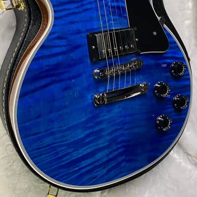 NEW! Gibson Dealer Select Custom Shop Les Paul Custom AAA Figured Flame Top - Transparent Blue / Natural Back - Authorized Dealer - WOW! 8.8 lbs - G06807 image 7