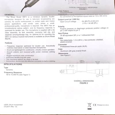 Shure SM11 Omnidirectional Dynamic Lavalier Mic 2008 - Present - Black Bild 5