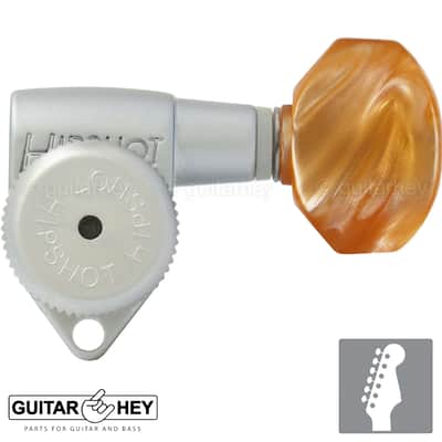 NEW Hipshot Grip-Lock STAGGERED LOCKING TUNERS 6 In Line AMBER Hex Keys - SATIN image 1