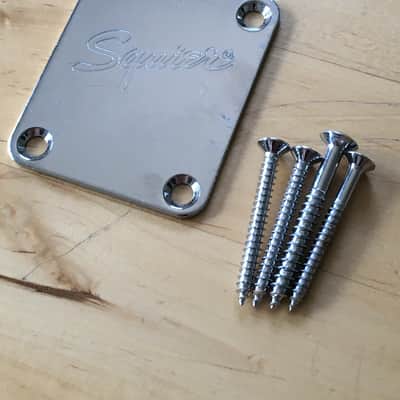 Vintage Fender Squier Neck Plate Chrome Plating Original Natural Light Relic NOS image 3
