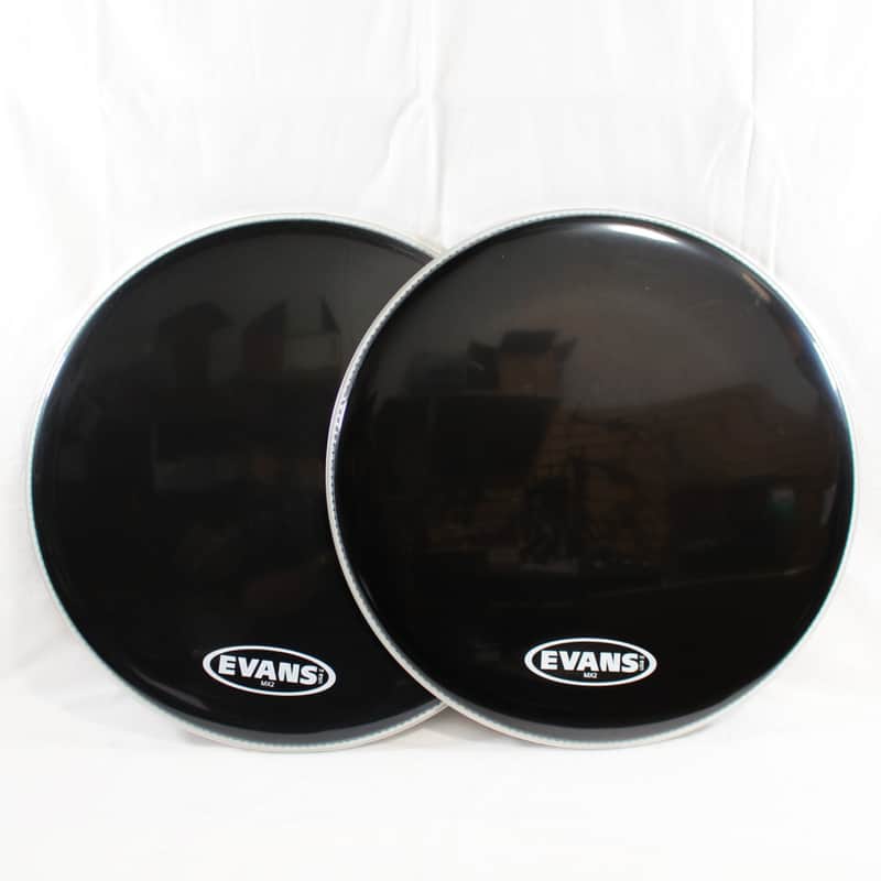 (2) Evans BD24MX2B 24"Marching Bass Drum Head (Black - Oval Logo) image 1