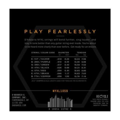 D'Addario NYXL1059 Nickel Wound 7-String Electric Guitar Strings Reg Light 10-59 image 2