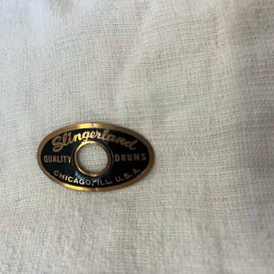 Slingerland Chicago Swirly S Drum Badge 50s era Blk/Gold Near Mint condition! image 1