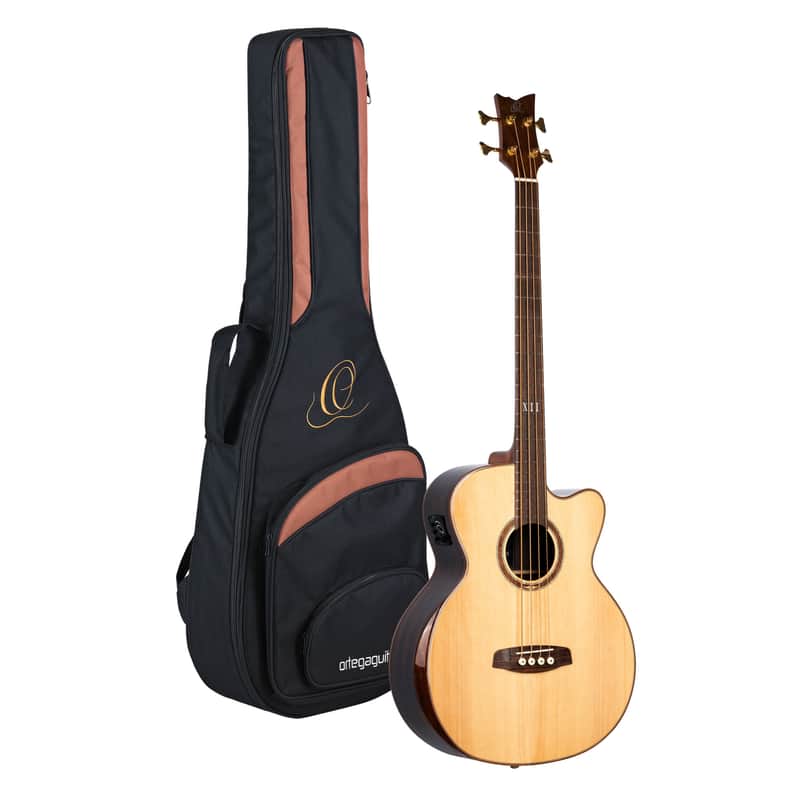 Ortega STRIPEDSU.ACB The Private Room Solid Alaskan spruce top Mahogany Neck 4-String Acoustic-Electric Bass Guitar w/Deluxe Gig Bag image 1