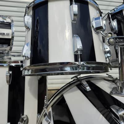 1970s Ludwig Vistalite Pro Beat 6pc Shell Pack 13/14/16/18/24" w/ Matching 5x14" Snare Drum - Pattern (F) Black/White image 2