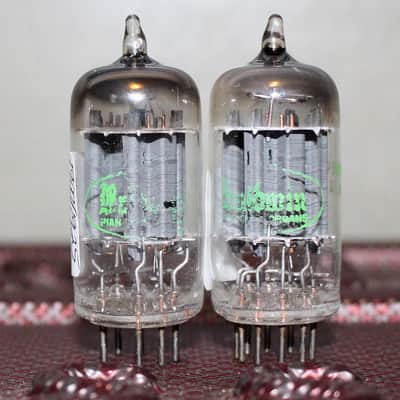 SYLVANIA 12AX7 ECC83 PERFECT MATCH PAIR 1ST VERSION LONG PLATE D GETTER COPPER GRID POSTS TEST NOS++ VINTAGE 1959 image 1