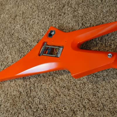 Video! 1980s Hondo H-1 Death Dagger Neon Orange Refinish w/ Original Hardshell Case image 18