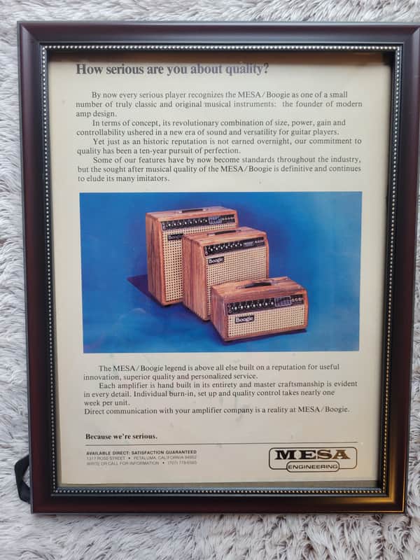 1982 Mesa Boogie Amplifiers Promotional Ad Framed Mark I Mark III Amplifiers Original image 1