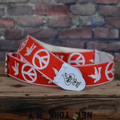 Ace DN-ACE06-RED Ace Vintage Reissue Red/White Peace & Dove Neil Young Guitar Strap Free Shipping image 1