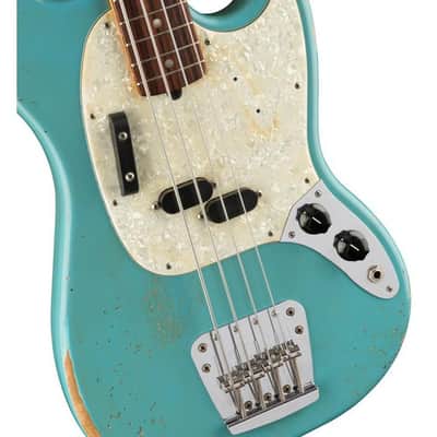Fender JMJ Road Worn Mustang Bass - Faded Daphne Blue image 3