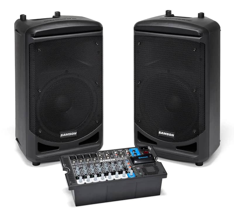 Samson Expedition XP1000 Portable PA. 2 x 10" 1000 watts 10-ch mixer Bluetooth USB wireless image 1
