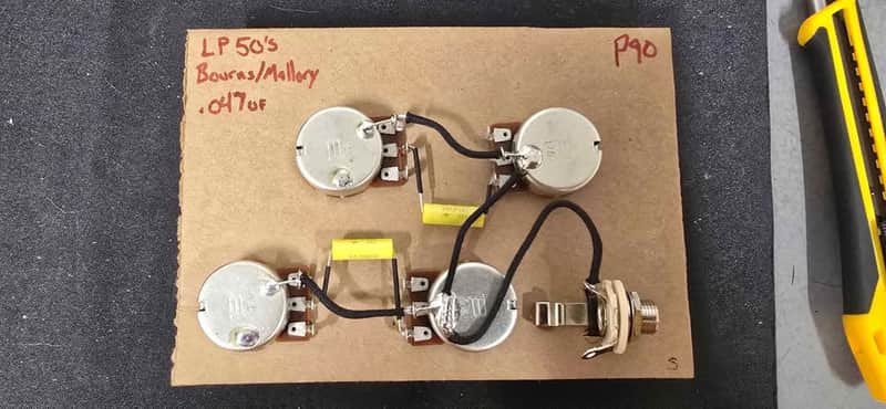 BareTone 50's LP P90 wiring harness (Mallory) image 1