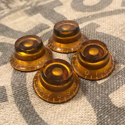 Vintage Gibson 1950's Amber Top Hat Bell-Bonnet Knobs Set of 4 Les Paul Burst image 3