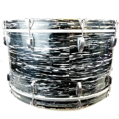 *Ludwig 14x28" Virgin 3Ply B/O Black Oyster Pearl Bass Drum 7/16/70 Bowling Ball image 3