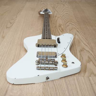 2011 Burny Thunderbird IV Electric Bass Guitar Polaris White w/ Upgrades image 11