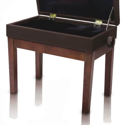 Griffin Adjustable Brown Piano Bench - PU Leather Vintage Stylish Design, Heavy-Duty & Ergonomic Keyboard Stool Seat - Convenient Hidden Storage Space Perfect For Home & Professional image 2