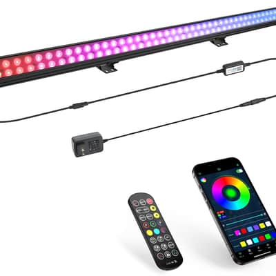 LED Stage Wash Light Bar - 60W Dual-Row Dimmable DJ Light Bar - Smart APP & Remote Control - Chase Effects Sound Active Timer Function - Aluminum Shell for Party Events Home Decoration Wall Display image 1