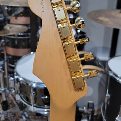 Fender Deluxe Series Stratocaster MIM w/ EMG Pick Ups - 2000s - Black/Gold W/ Gig Bag (C016-48) image 12