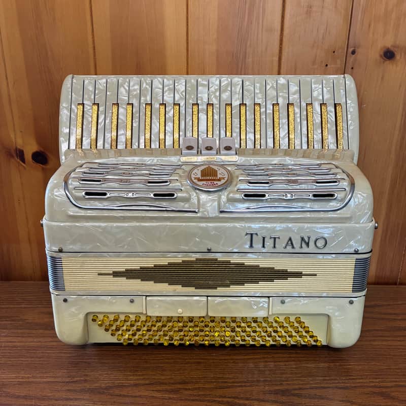 WHITE AND GOLD TITANO IDEAL PIANO ACCORDION image 1