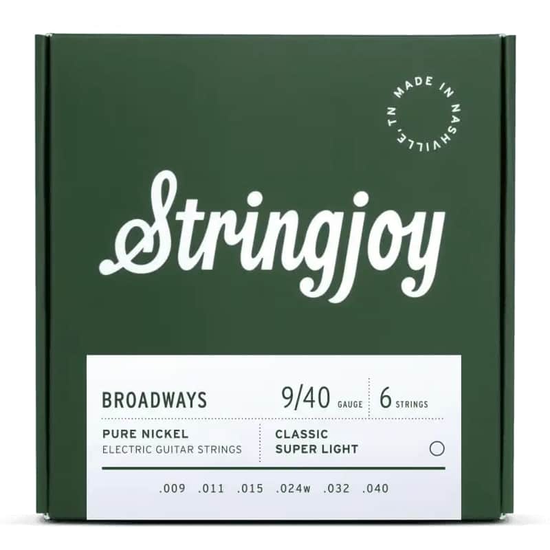 Stringjoy 9-40 Classic Super Light Gauge Broadways - Pure Nickel Electric Guitar Strings image 1