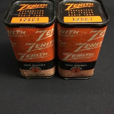 NOS PAIR ZENITH 12SC7 Vintage AUDIO VACUUM TUBES USA Sealed Tins I.7730-D image 1