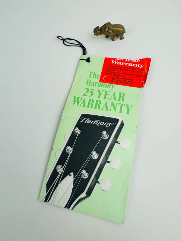 Harmony 25-Year Warranty Hangtag, circa 1971 image 1
