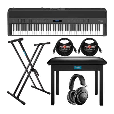 Roland FP-90X 88-Key Digital Piano (Black) w/Headphones, Adjustable Stand Bundle