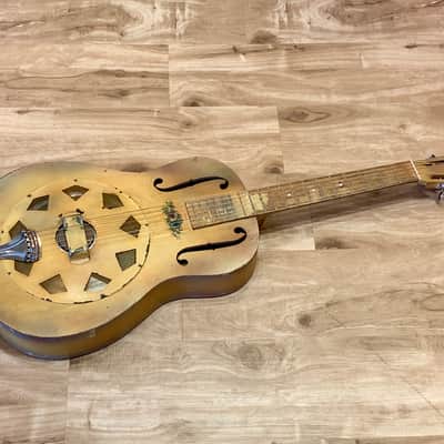 National Triolian "Anemone Bouquet" 1928 Yellow, very early wood body Tricone resonator guitar. image 2