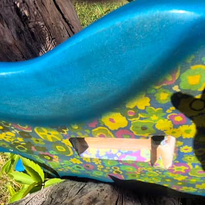 Blue Flower Floral Strat ST  Body, Aged, Relic , Nitro , Ash image 6
