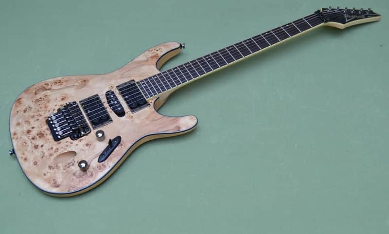 Ibanez S-Series S770PB Poplar Burl Natural Flat Guitar with Wizard