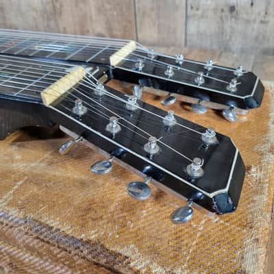National Grand Console Doubleneck 8 String Lap Steel 1940 w/Tweed Case - Black image 9
