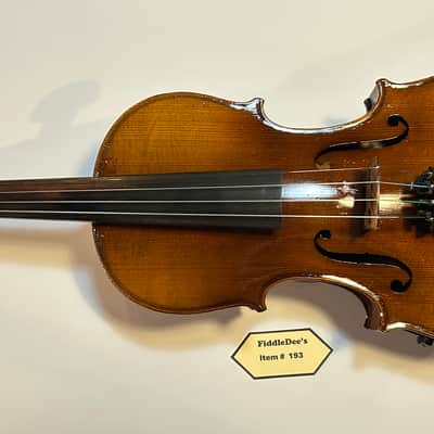 Vintage 4/4 adult violin- labeled - original dark finish image 1