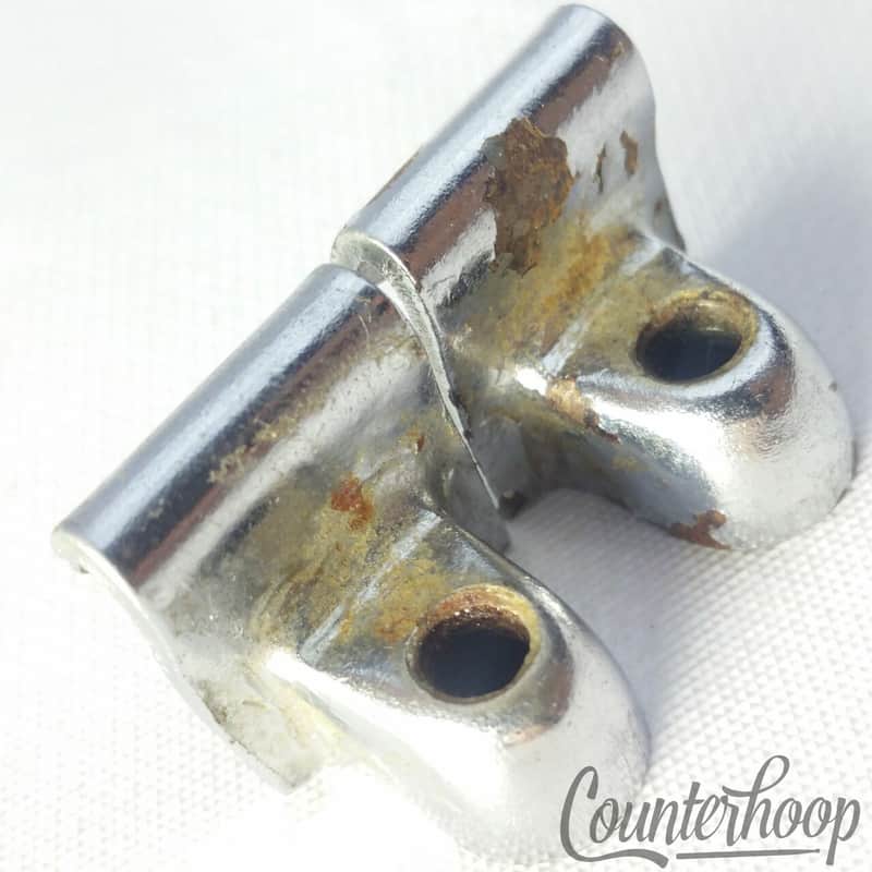 2x Threaded Chrome Tension Rod Clips Vintage 60s Single-Flange/Straight Rim/Hoop image 1