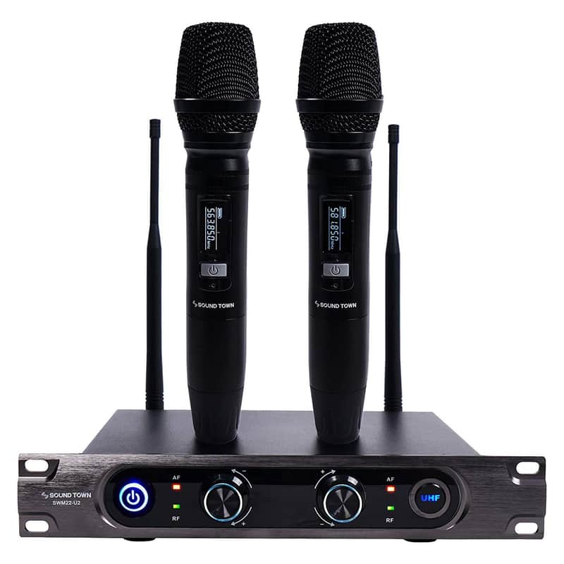 SWM22-U2 Series | Metal 40-Channel Rack Mountable UHF Wireless Microphone System with 2 Metal Handheld Wireless Microphones for Church, Business Meeting, Outdoor Wedding and Karaoke-SWM22-U2HH image 1