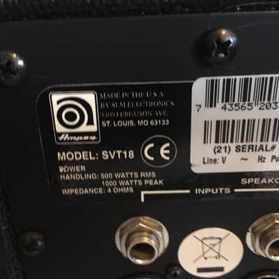 Ampeg SVT 18 SVT18 MIA USA 1000 Watt Peak 1x18" Bass Speaker Cabinet image 13