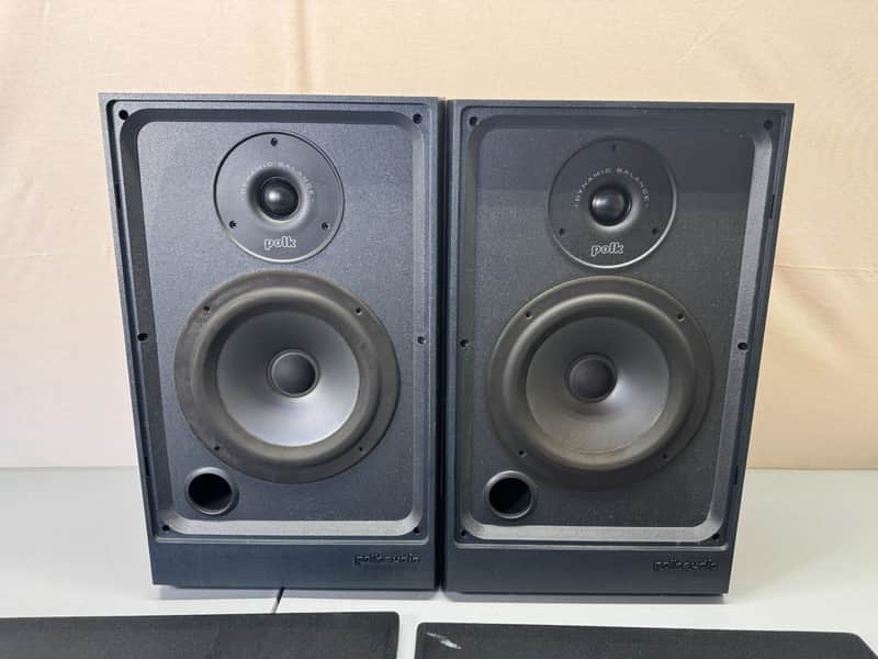 Polk Audio S4 Bookshelf Speakers HiFi Stereo Vintage Home Audio Black Left Right image 1