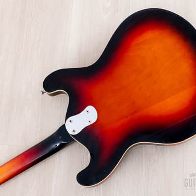 1966 Mosrite Combo Vintage Semi-Hollow Bass Sunburst, Near-Mint w/ Case, Hangtag image 16