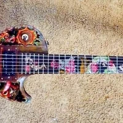 Electric Guitar Handmade by Blueberry, Dragon Motif,  Electric,6 String wood, Floral Guitar,Custom Handcrafted Wooden Guitar, Pretty Guitar, Unusual Guitar image 10