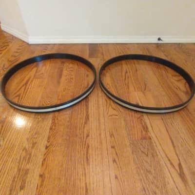Ludwig (2) vintage 20 inch super classic/downbeat silver sparkle bass drum hoops 1960s excellent! image 11