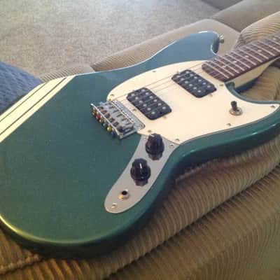 Mustang Partscaster w/ Olympic White Stripes in Dark Metallic Green image 3
