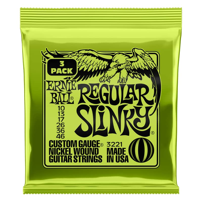 Ernie Ball PACK OF 3 #3221 Regular Slinky Nickel Electric Guitar Strings, 010-046 image 1