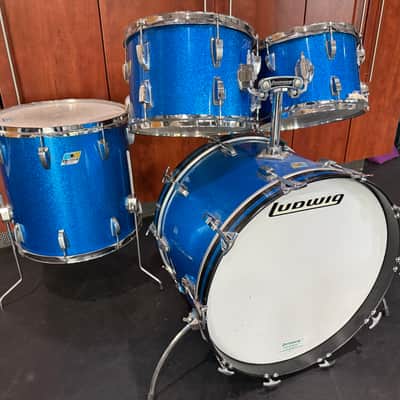 Ludwig Vintage Drumset 22”-12”-13”-16” 1970s - Blue Sparkle image 1