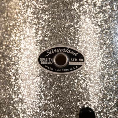 Slingerland Drumset Sparkling Silver Pearl 60`s 1964–1969 - Sparklich Silver image 18