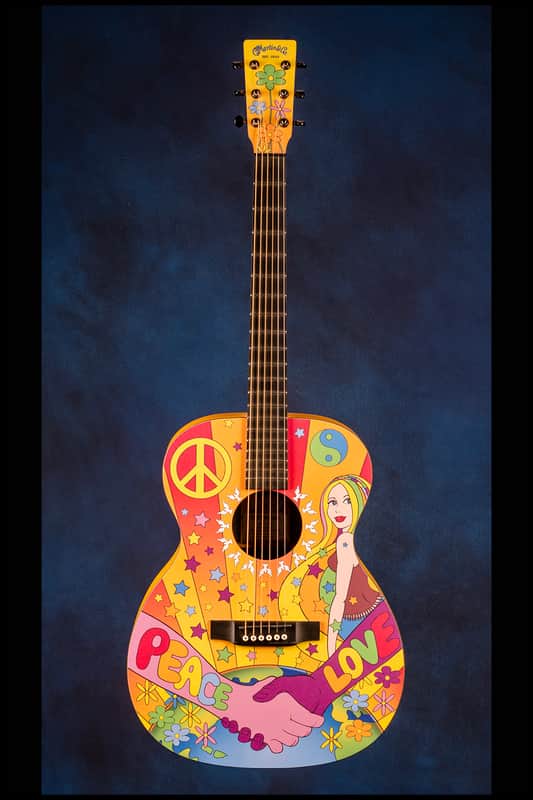 Martin 000X Hippie (#24/200) Don Oriolo 2007 - Pale Orange with full color top design image 1