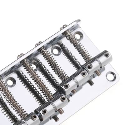 Brio 4 String Vintage Style Bass Bridge for Jazz Bass Top Load Chrome image 2